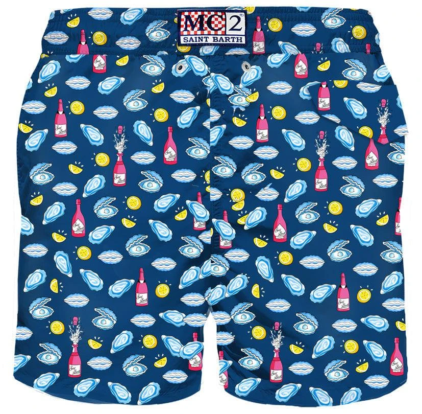 商品Mc2 Saint Barth|Man Light Fabric Swim Shorts With Oyster And Bollicine Print,价格¥1022,第2张图片详细描述