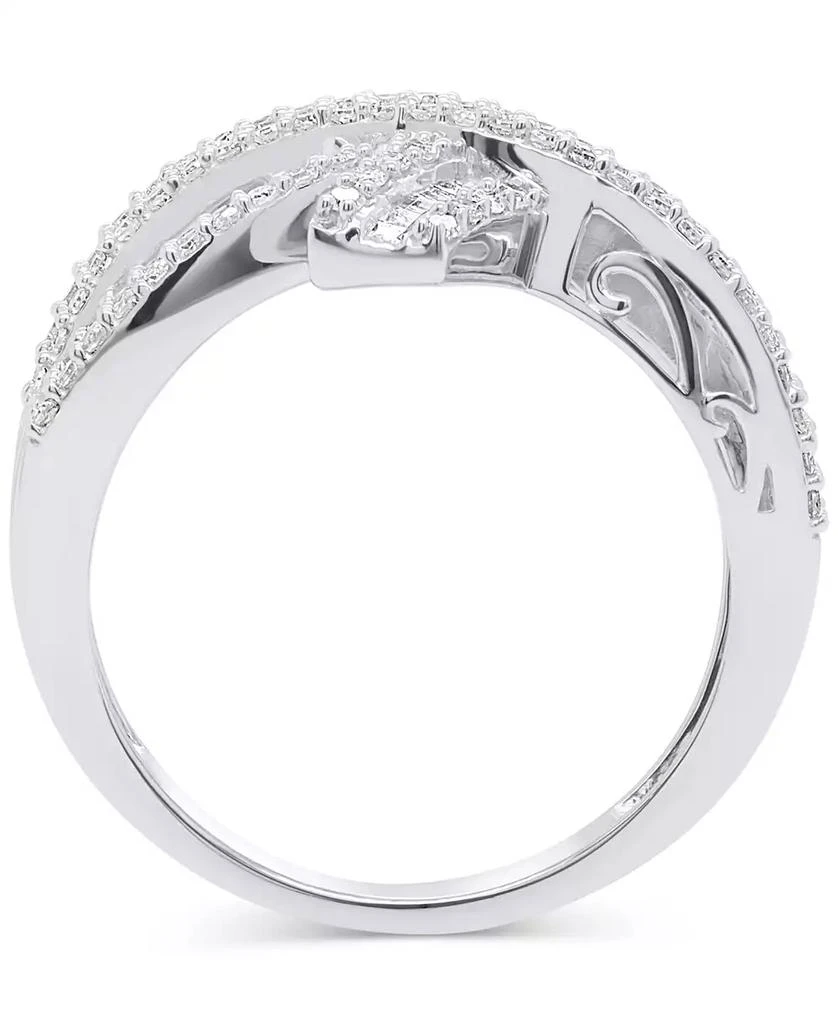 商品Macy's|Diamond Round & Baguette Crossover Ring (3/4 ct. t.w.) in Sterling Silver,价格¥2700,第4张图片详细描述