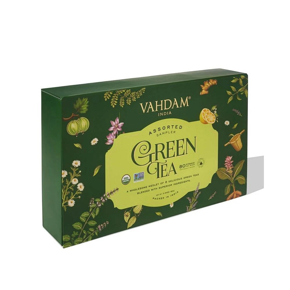 Green Tea Variety Sampler Gift Set, 80 Long Leaf Pyramid Tea Bags 商品