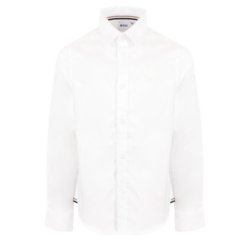 商品Hugo Boss|White Embroidered Logo Long Sleeve Shirt,价格¥687,第1张图片