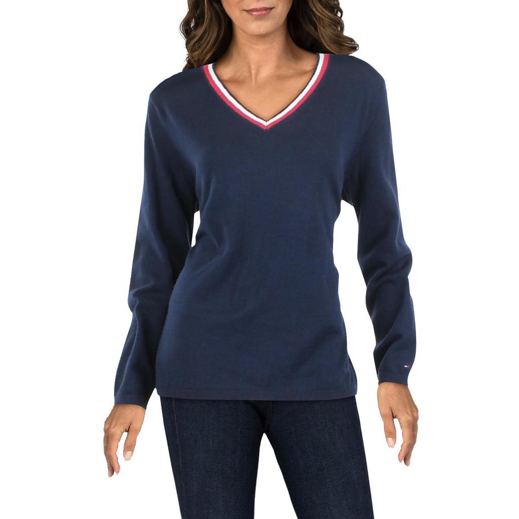 Tommy Hilfiger Womens V-Neck Lightweight Pullover Sweater商品第1张图片规格展示
