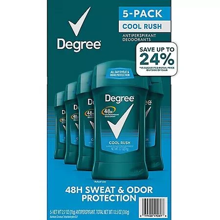 商品Degree|Degree Men Dry Protection Antiperspirant, Cool Rush, 2.7 oz., 5 pk.,价格¥91,第1张图片