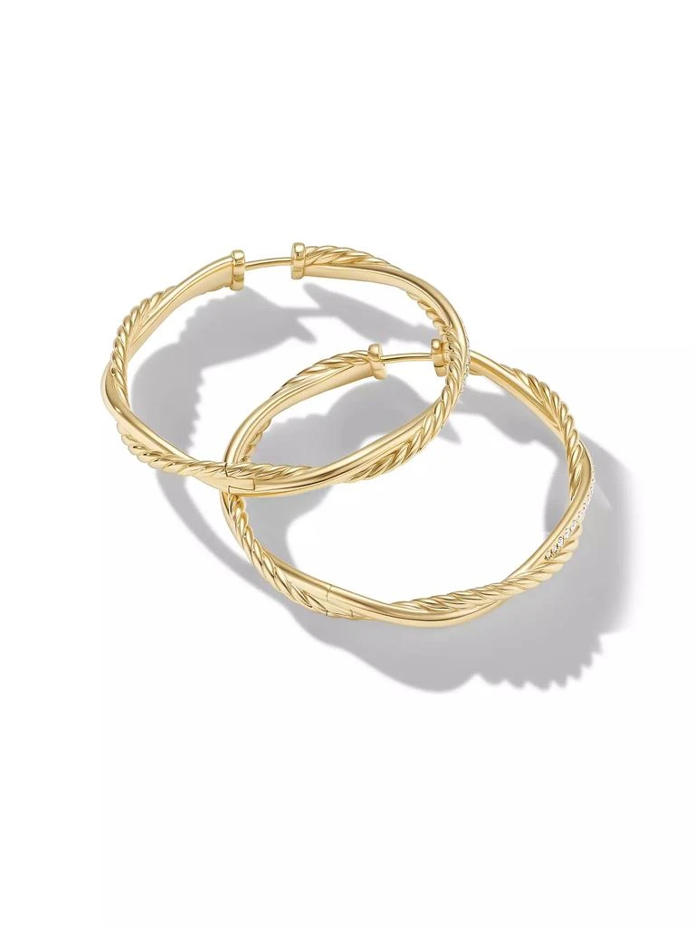 商品David Yurman|Infinity Hoop Earrings in 18K Yellow Gold with Diamonds, 42MM,价格¥38959,第2张图片详细描述