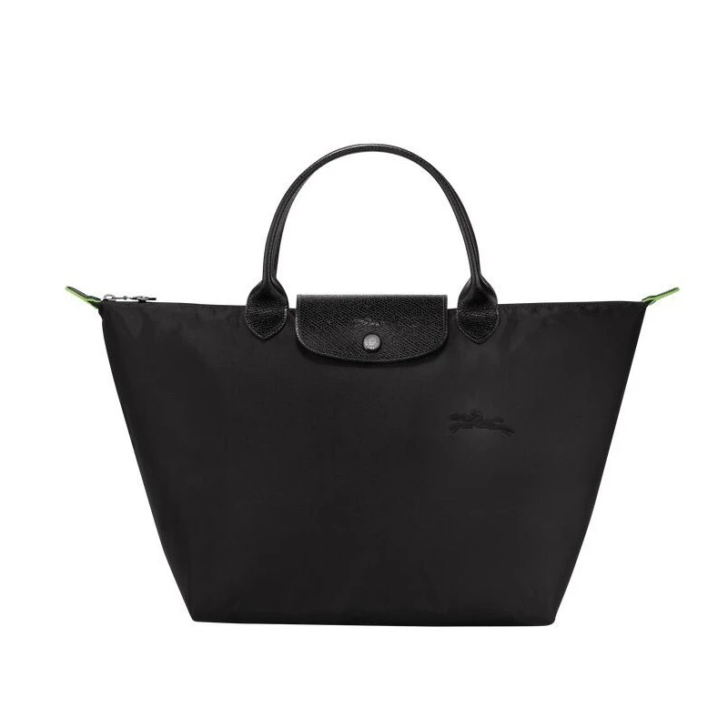 国内直发] Longchamp]珑骧饺子包Le Pliage Green 女士中号织物短柄可