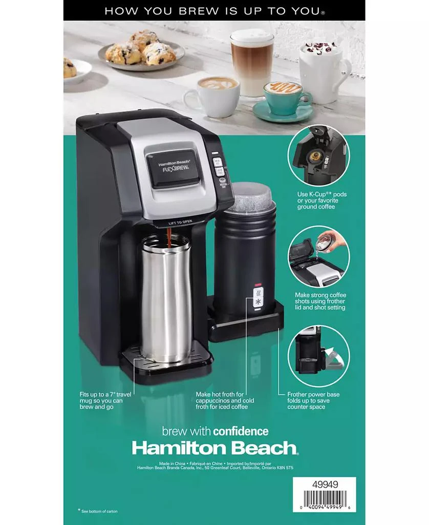 商品Hamilton Beach|FlexBrew Dual Single Cup Coffee Maker with Milk Frother,价格¥801,第4张图片详细描述