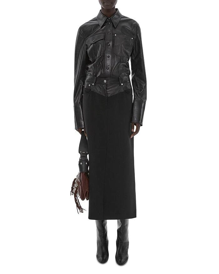 商品Helmut Lang|Garter Faux Leather Trim Midi Skirt,价格¥1112,第2张图片详细描述