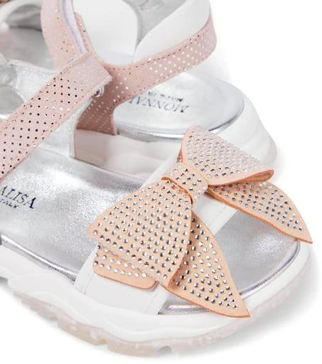 商品MONNALISA|Bow-embellished leather sandals,价格¥1613,第5张图片详细描述