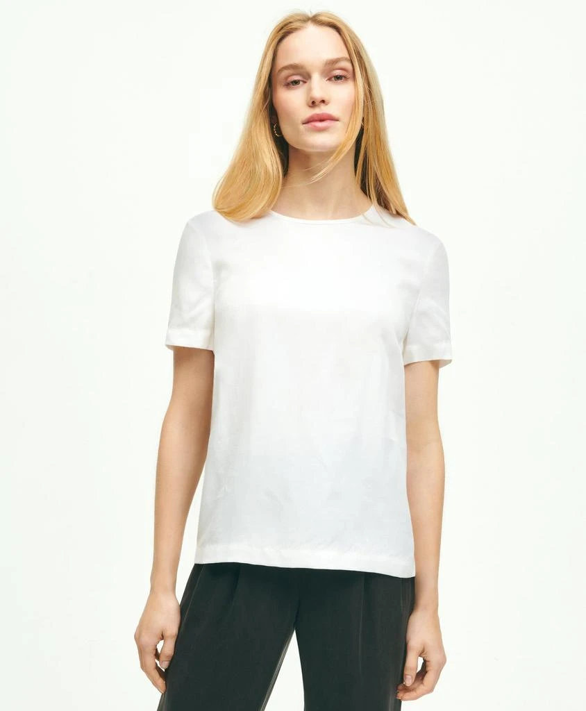 商品Brooks Brothers|Soft Icons Short-Sleeve Blouse,价格¥455,第1张图片