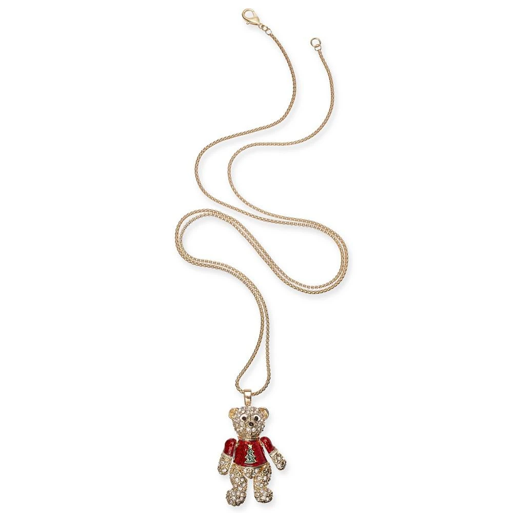 商品Charter Club|Gold-Tone Pavé Teddy Bear 36" Pendant Necklace, Created for Macy's,价格¥101,第1张图片