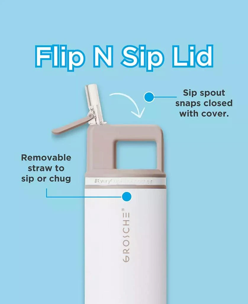 商品GROSCHE|Alpine Flip 'N Sip Insulated, Leakproof Water Bottle with Straw, 20 OZ, 2pk,价格¥988,第4张图片详细描述