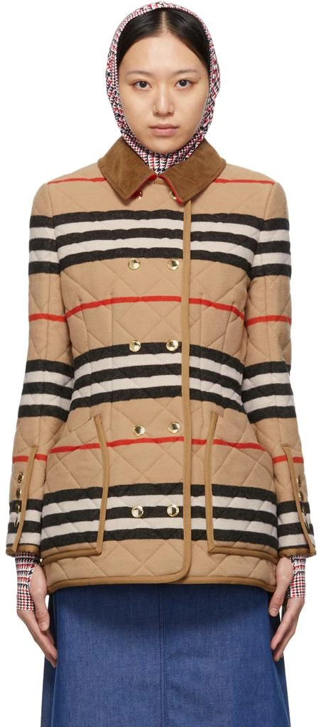 商品Burberry|Beige Wool Quilted Upton Jacket,价格¥13029,第1张图片