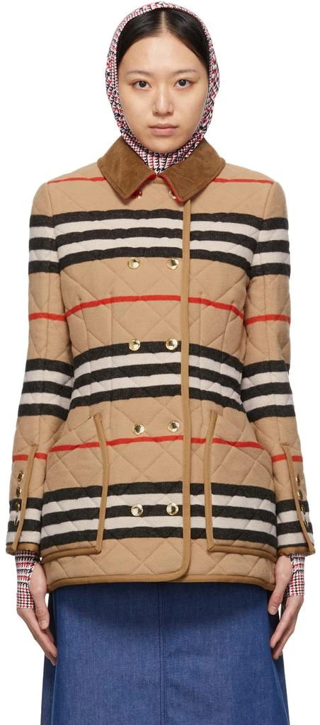 商品Burberry|Beige Wool Quilted Upton Jacket,价格¥4192,第1张图片