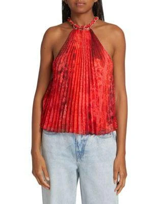 商品Alice + Olivia|Alycia Pleated Halterneck Top,价格¥439,第1张图片