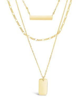 商品Sterling Forever|14K Gold Vermeil Bar & Dog Tag Layered Necklace,价格¥634,第1张图片