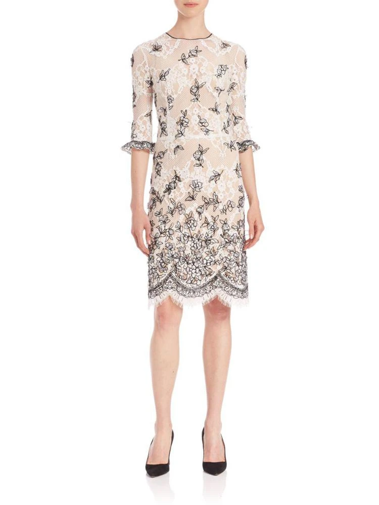 商品Oscar de la Renta|Embroidered Lace Cocktail Dress,价格¥13368,第1张图片