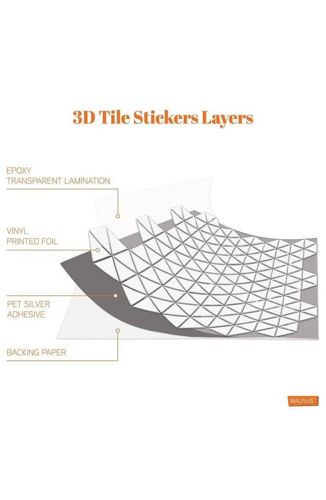 Classic Hexa Premium White Glossy 3D Sticker Tile 28 x 20cm (11 x 8 in) - Pack of 8 商品
