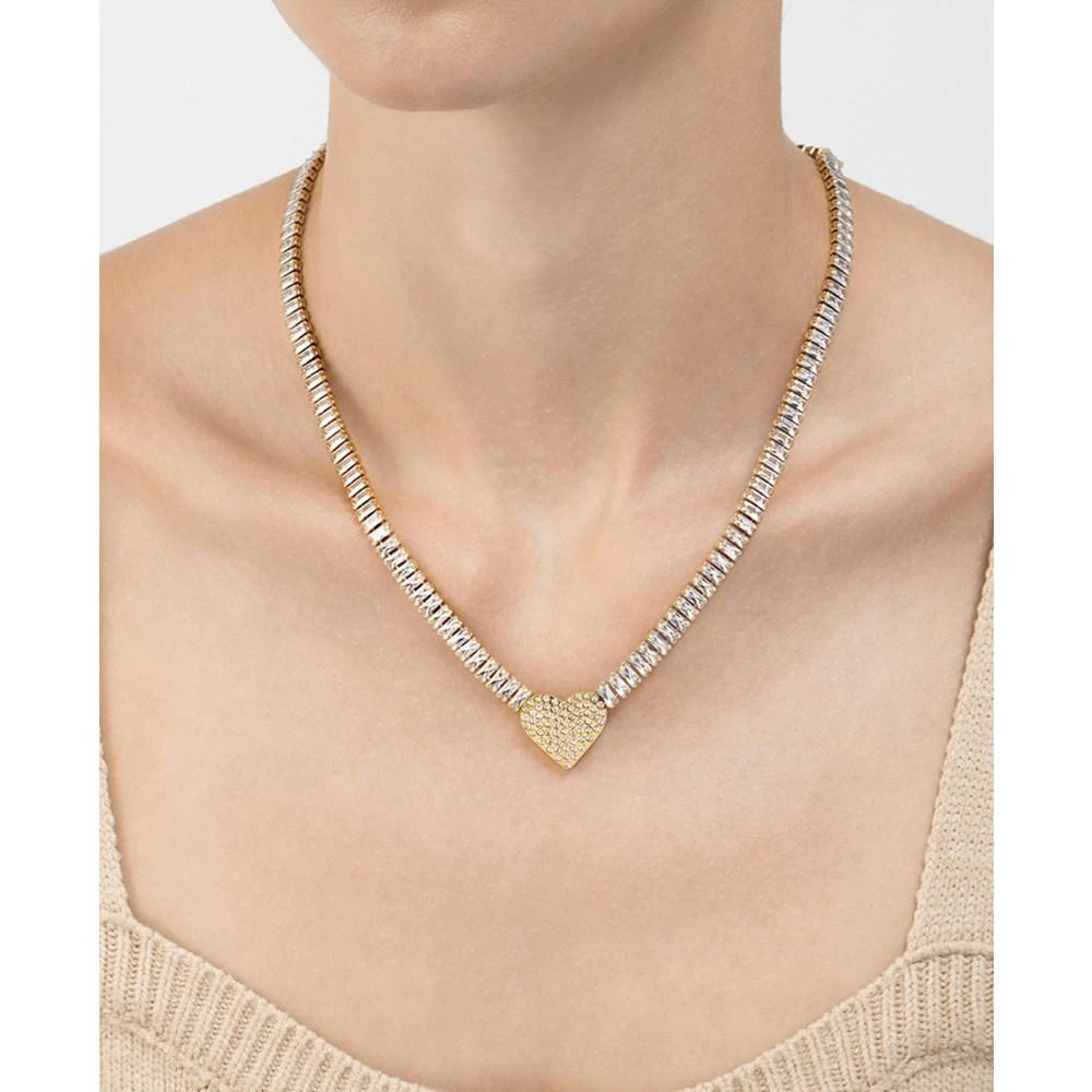 商品ADORNIA|17.5" Baguette Tennis Necklace 14K Gold Plated with Pave Heart Pendant,价格¥291,第2张图片详细描述