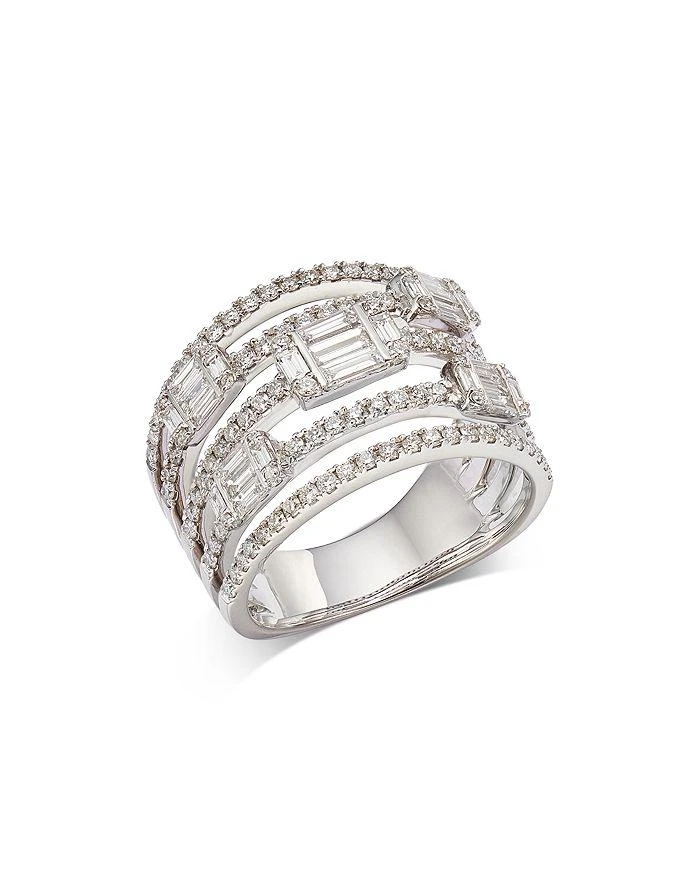 商品Bloomingdale's|Diamond Round & Emerald Cut Multirow Ring in 14K White Gold, 1.30 ct. t.w. - 100% Exclusive,价格¥72925,第1张图片