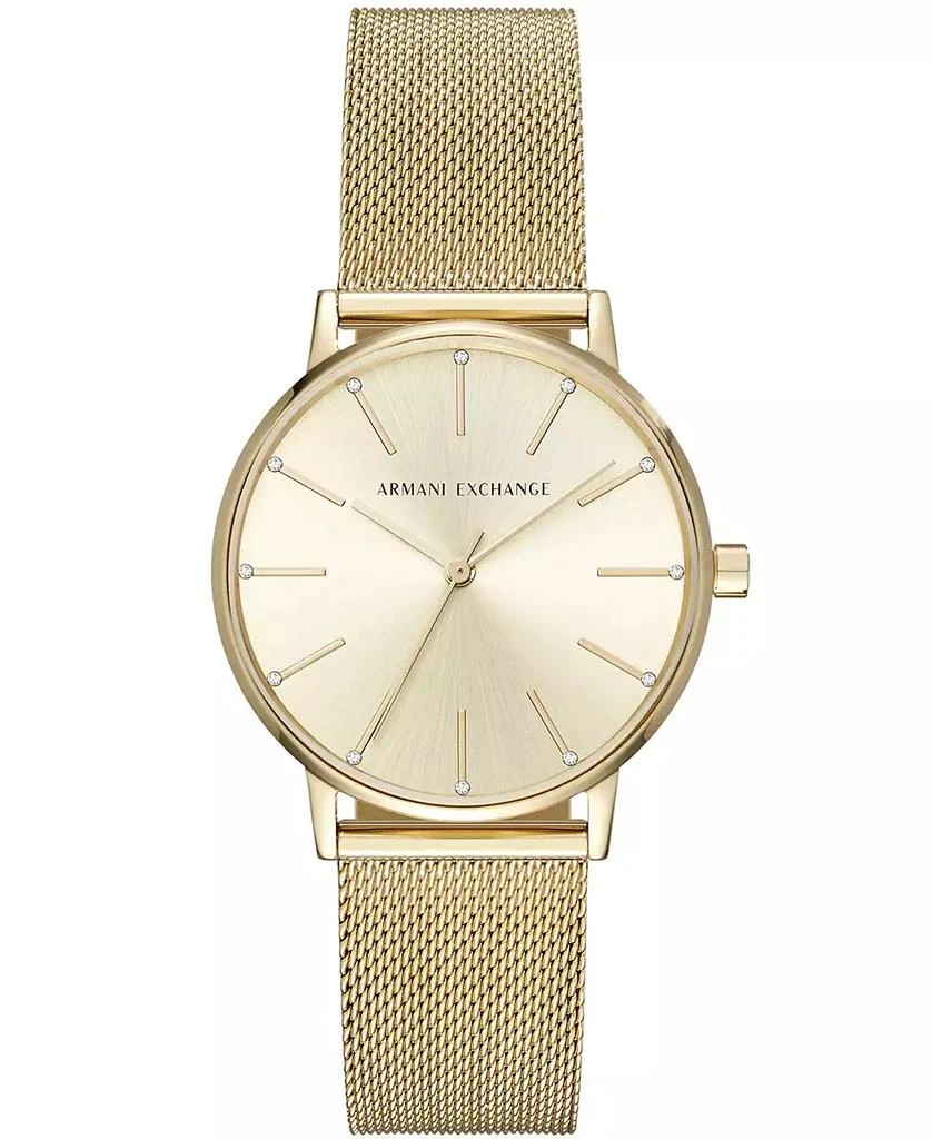 商品Armani Exchange|Women's Three-Hand Gold-Tone Stainless Steel Mesh Watch 36mm,价格¥1271,第1张图片