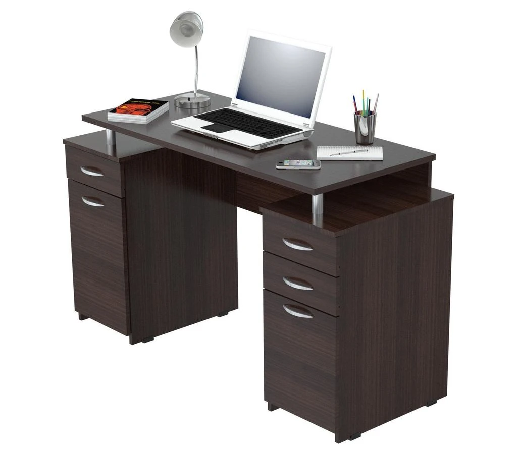 商品Homezia|43" Espresso Computer Desk With Four Drawers,价格¥5431,第4张图片详细描述