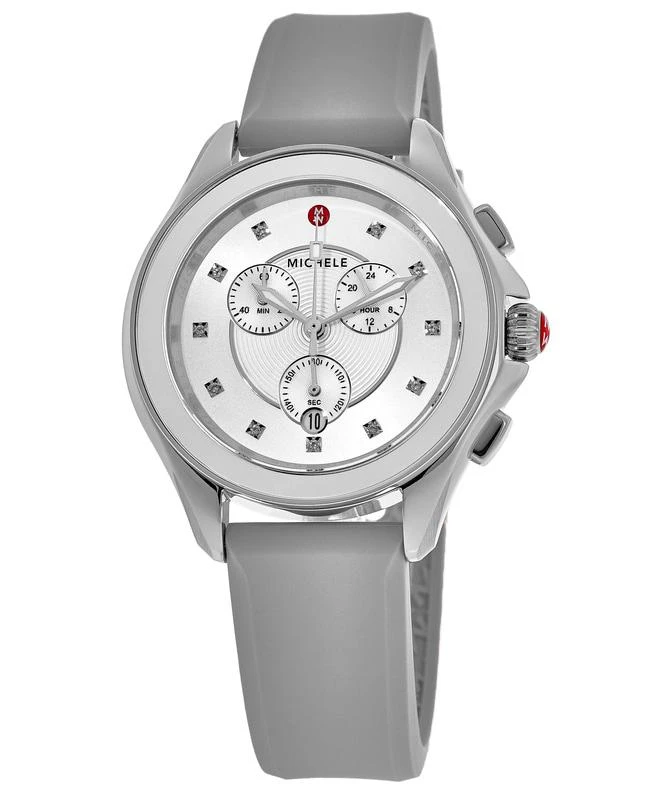 商品Michele|Michele White Silver Dial Silicone Strap Women's Watch MWW27E000004,价格¥2841,第1张图片