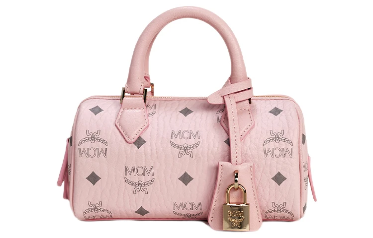 商品[国内直发] MCM|拉链开合 皮革 斜挎包 迷你 女款 轻雾粉,价格¥7172,第1张图片