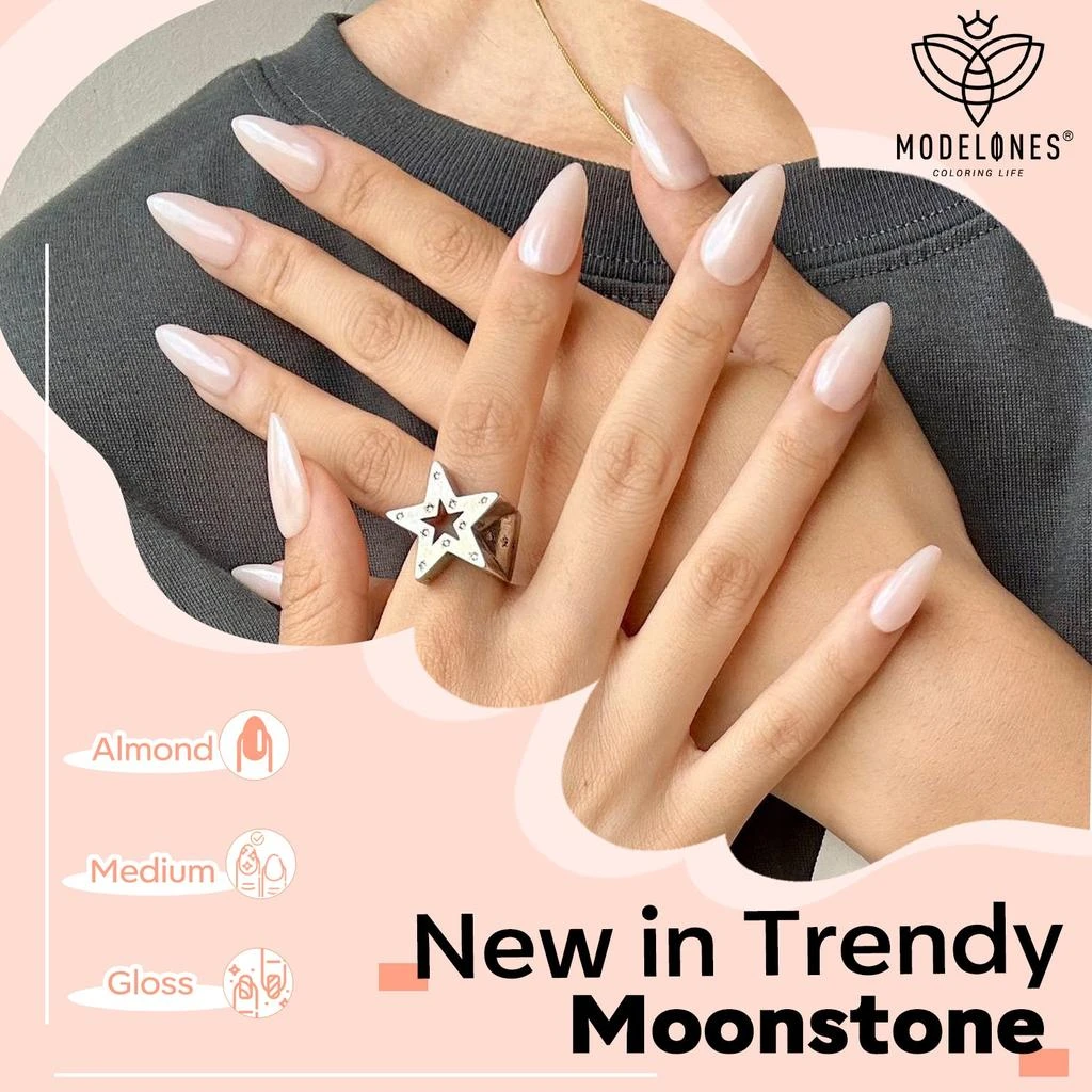 商品[国内直发] MODELONES|Moonstone - 24 Fake Nails 12 Sizes Short Almond Press on Nails Kit,价格¥75,第3张图片详细描述