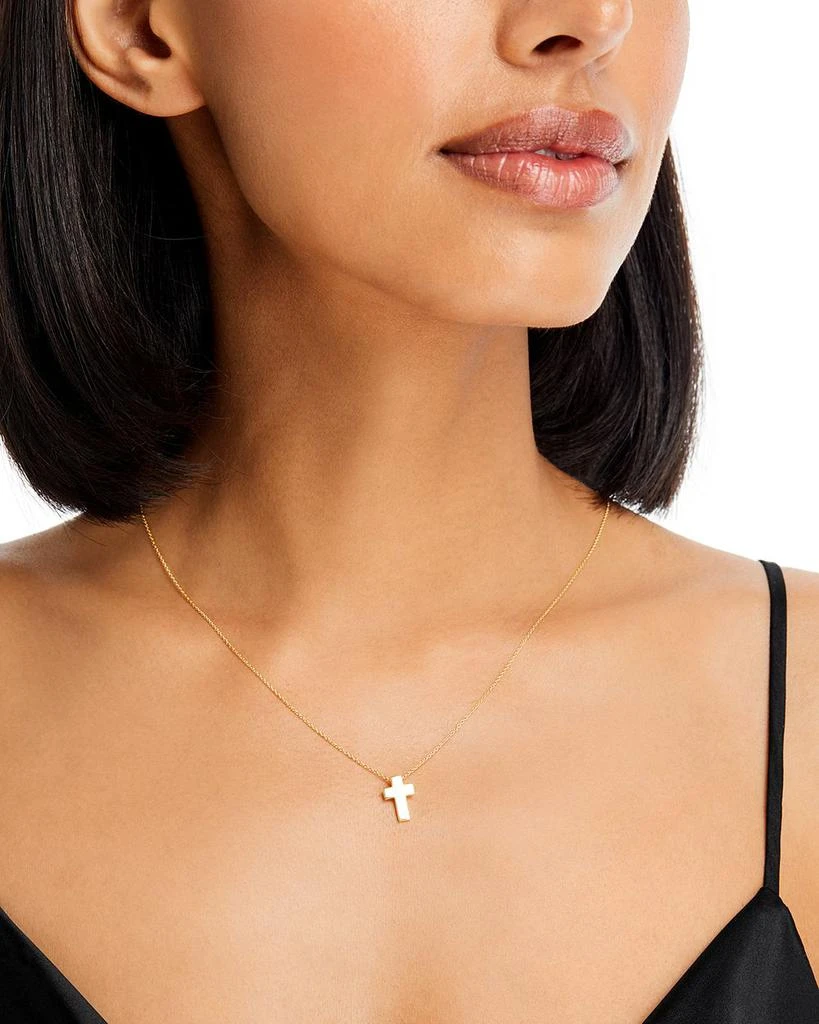 18K Yellow Gold "Tiny Treasure" Cross Pendant Necklace, 18" 商品