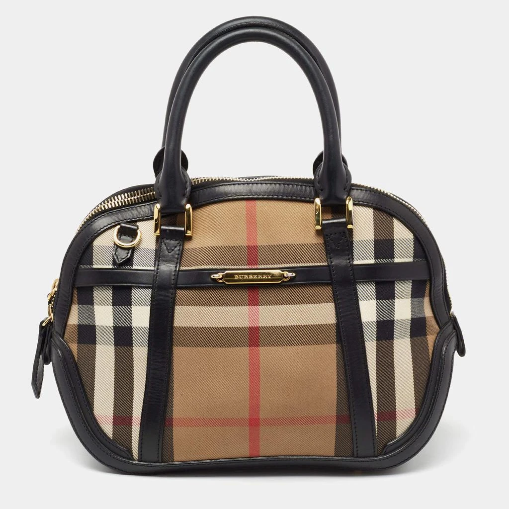 商品[二手商品] Burberry|Burberry Beige/Black House Check Canvas And Leather Orchard Bowling Bag,价格¥4449,第1张图片