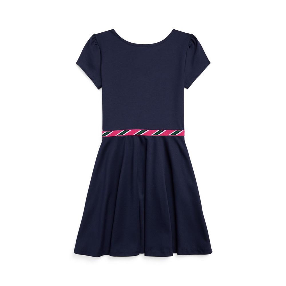 商品Ralph Lauren|Little Girls Short Sleeves Striped-Trim Ponte Dress,价格¥478,第1张图片