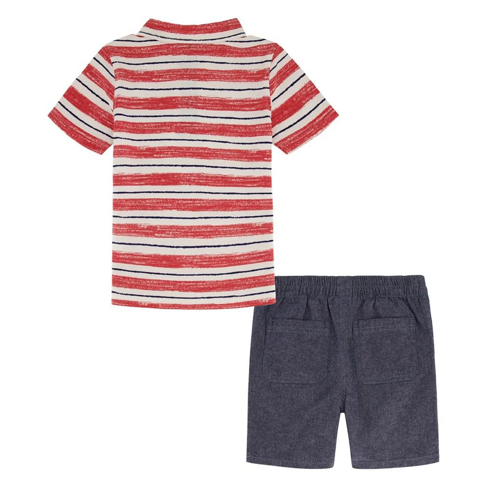 商品KIDS HEADQUARTERS|Little Boys Striped Polo Shirt and Chambray Shorts, 2 Piece Set,价格¥99,第2张图片详细描述