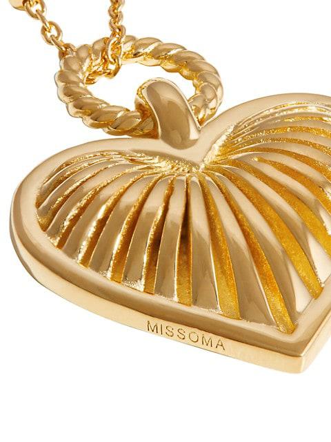 18K Gold-Plated Ridged Heart Pendant Necklace商品第3张图片规格展示
