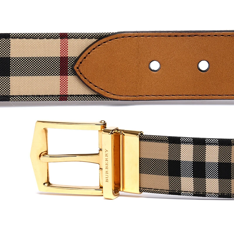 Burberry 博柏利 男士Horseferry牛皮格纹双面两用商务休闲牛皮腰带皮带 3975776 商品