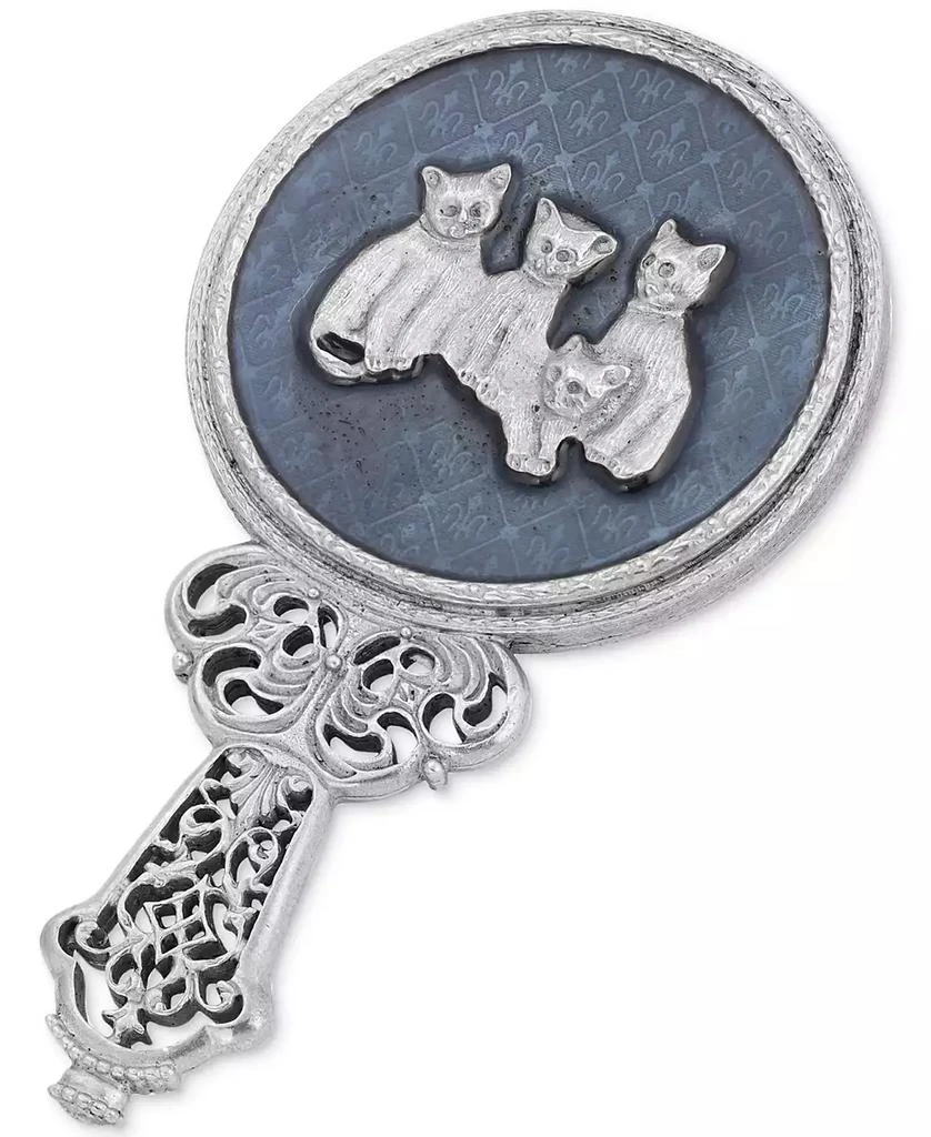 商品2028|Enamel Dark Blue Cats Handheld Mirror,价格¥445,第1张图片