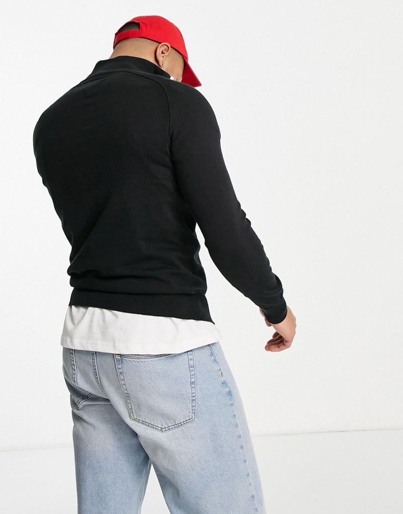 Tommy Hilfiger global stripe half zip jumper in black商品第2张图片规格展示