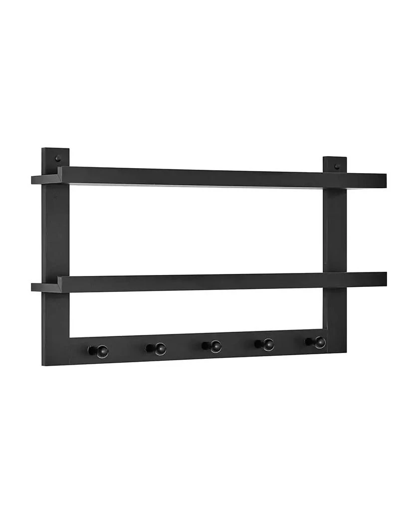 商品Danya B|2-Tier Ledge Wall Shelf organizer with Five Hanging Coat or towel Hooks, Perfect For Entryway or Bathroom,价格¥249,第2张图片详细描述