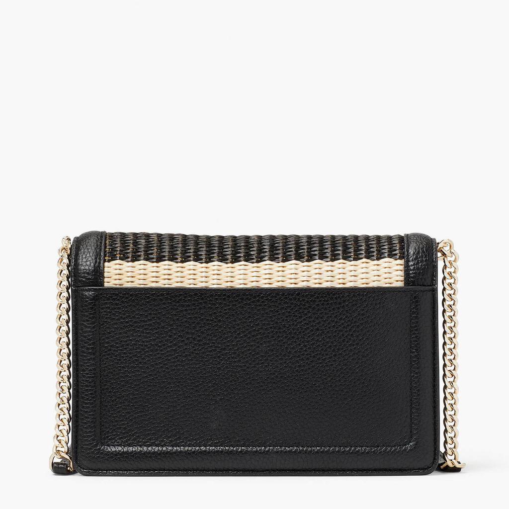 商品Kate Spade|Kate Spade New York Women's Knott Striped Straw Flap Cross Body Bag - Black Multi,价格¥2030,第5张图片详细描述