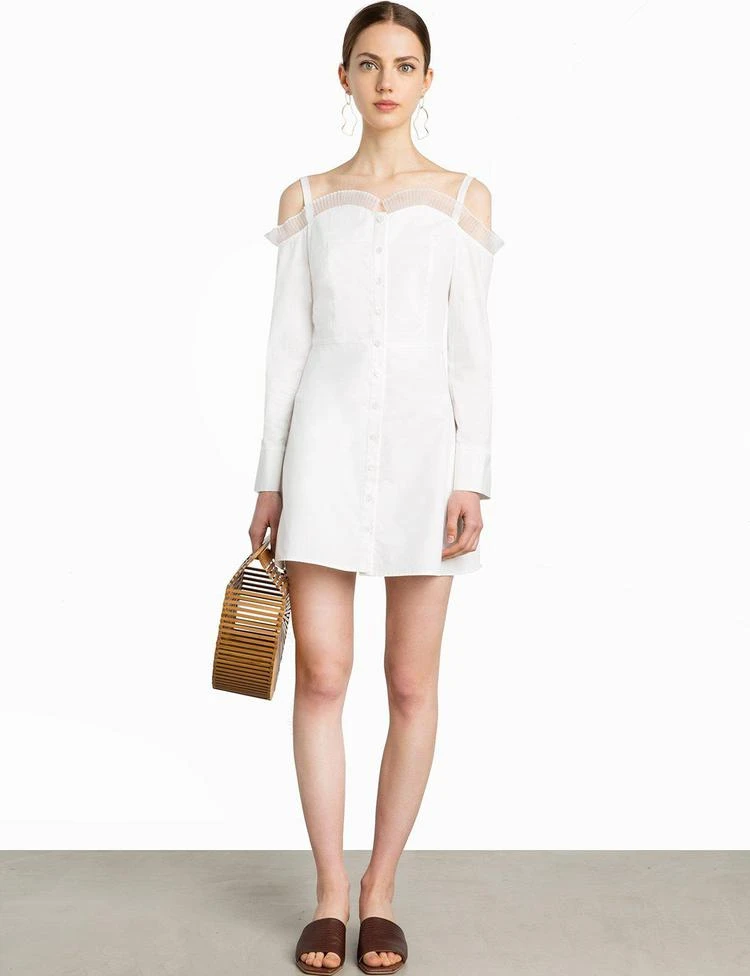 商品Pixie Market|Elle White Ruffled Cold Shoulder Dress,价格¥1046,第4张图片详细描述