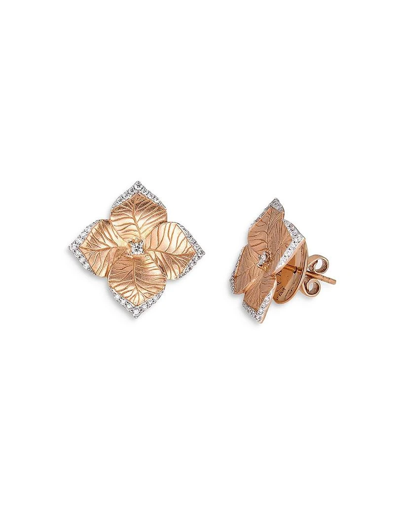 18K Rose Gold Oro Fiore Diamond Flower Large Stud Earrings 商品