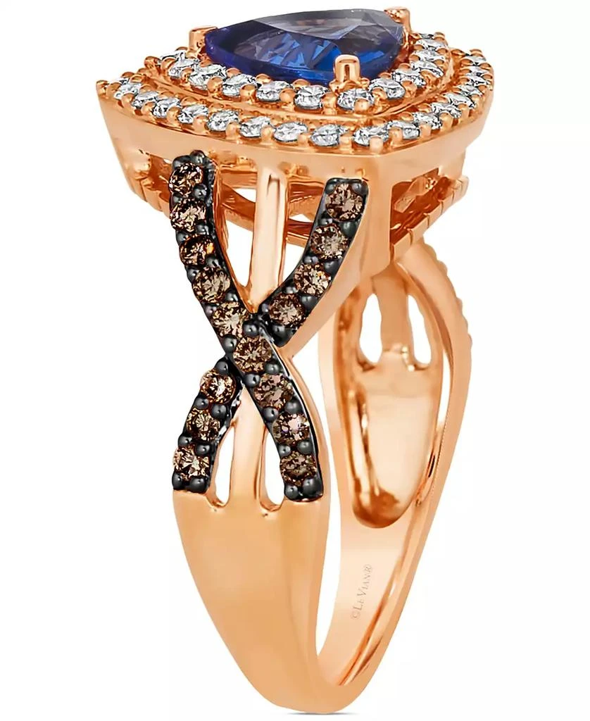 商品Le Vian|Blueberry Tanzanite (1 ct. t.w.) & Diamond (3/4 ct. t.w.) Trillion Double Halo Ring in 14k Rose Gold,价格¥43164,第3张图片详细描述
