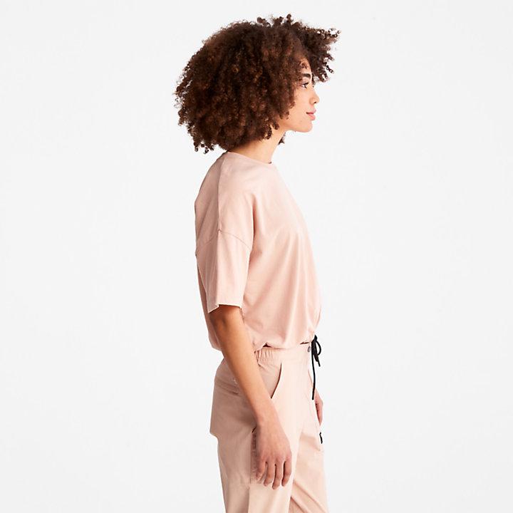Cropped T-Shirt with Drawstring Hem for Women in Pink商品第4张图片规格展示