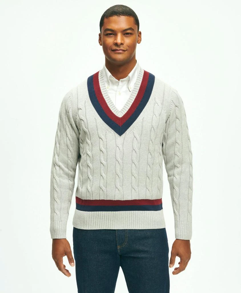 Vintage-Inspired Tennis V-Neck Sweater in Supima® Cotton 商品