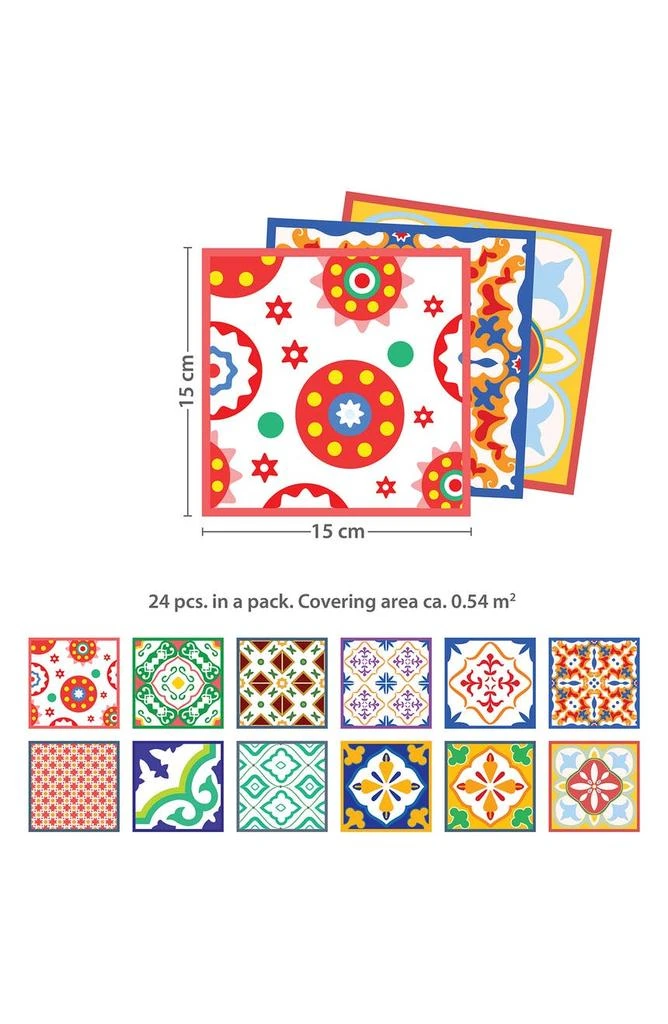 商品WALPLUS|Classic Mediterranean Wall Tiles - Pack of 5,价格¥301,第4张图片详细描述