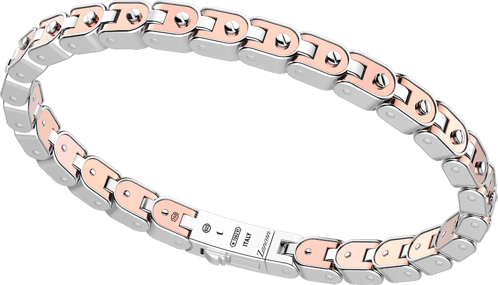 商品Zancan|18k rose gold and sterling silver bracelet with geometric design and screws.,价格¥18193,第1张图片