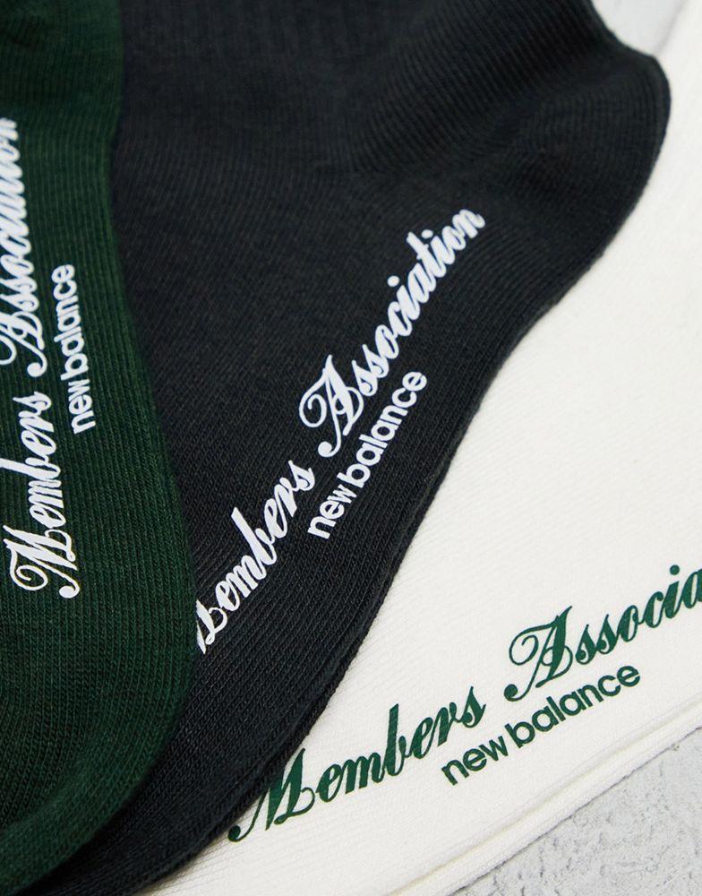 New Balance 3 pack members club ankle socks green/black/white商品第4张图片规格展示