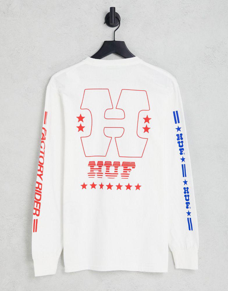 HUF factory rider print long sleeve t-shirt in white商品第2张图片规格展示
