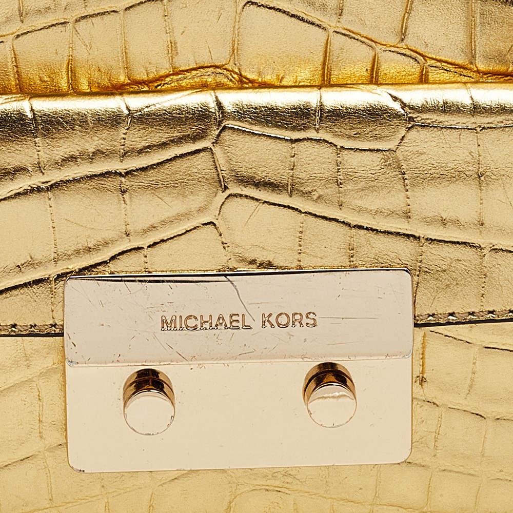 商品[二手商品] Michael Kors|MICHAEL Michael Kors Metallic Gold Croc Embossed Leather Sloan Shoulder Bag,价格¥810,第7张图片详细描述