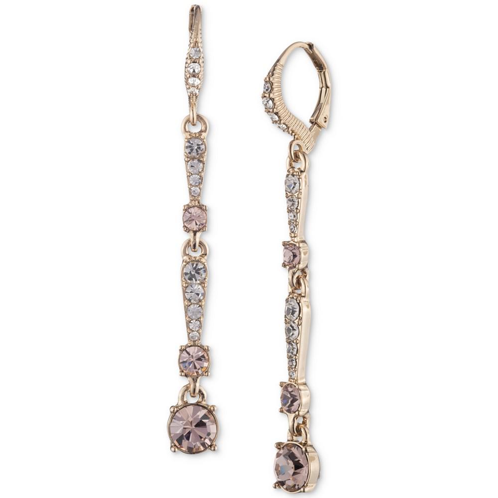 Gold-Tone Vintage Rose Crystal Linear Drop Earrings商品第1张图片规格展示