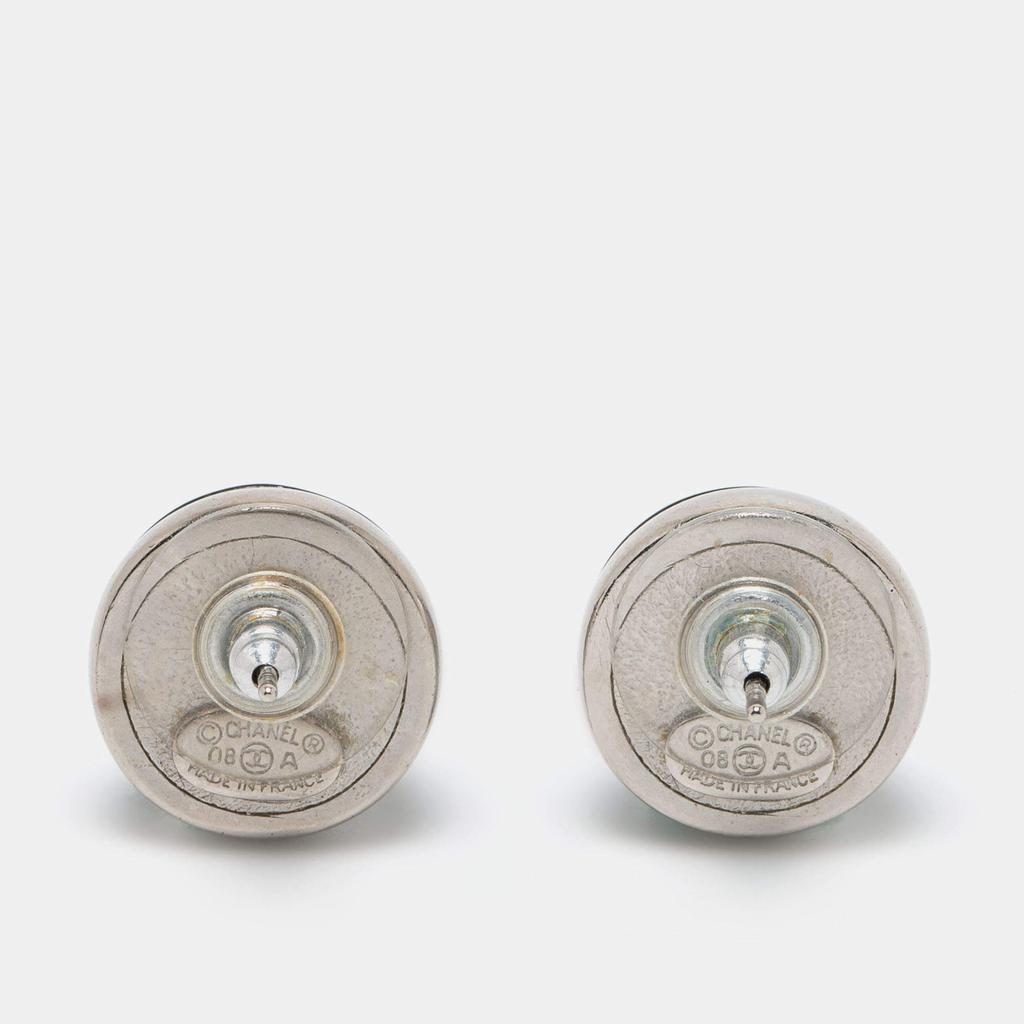 Chanel Black CC Crystal Dome Stud Earrings商品第3张图片规格展示