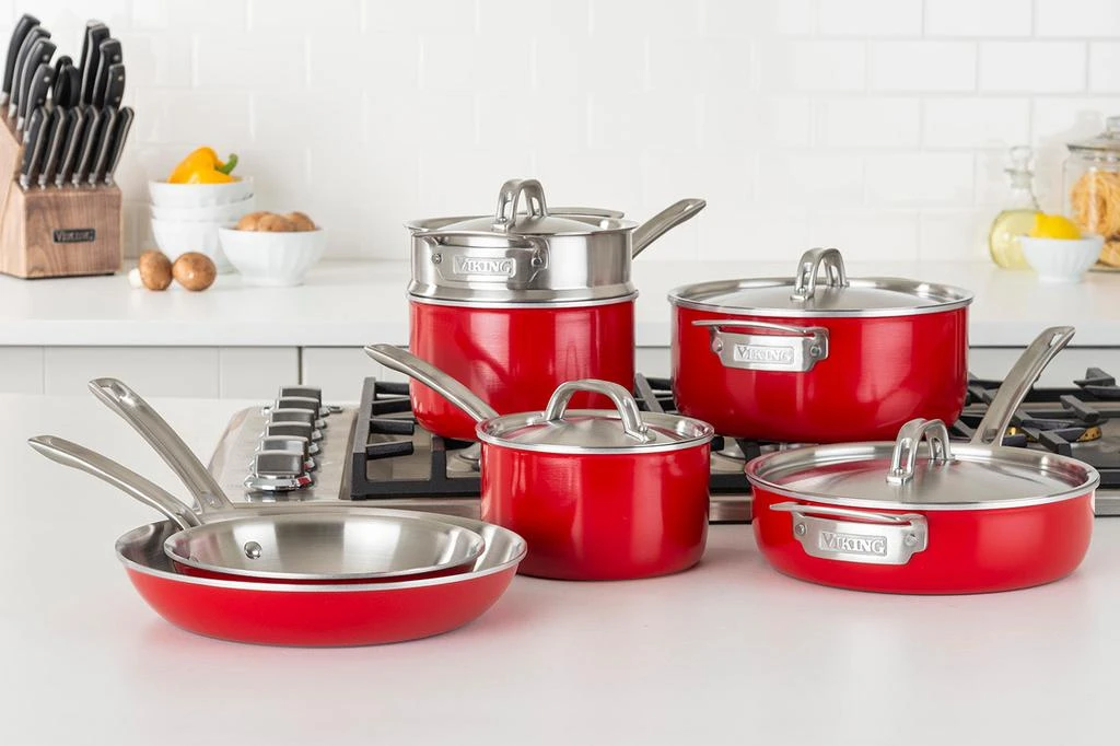 商品Viking|Viking Multi-Ply 2-Ply 11 Piece Cookware Set Red,价格¥2814,第2张图片详细描述